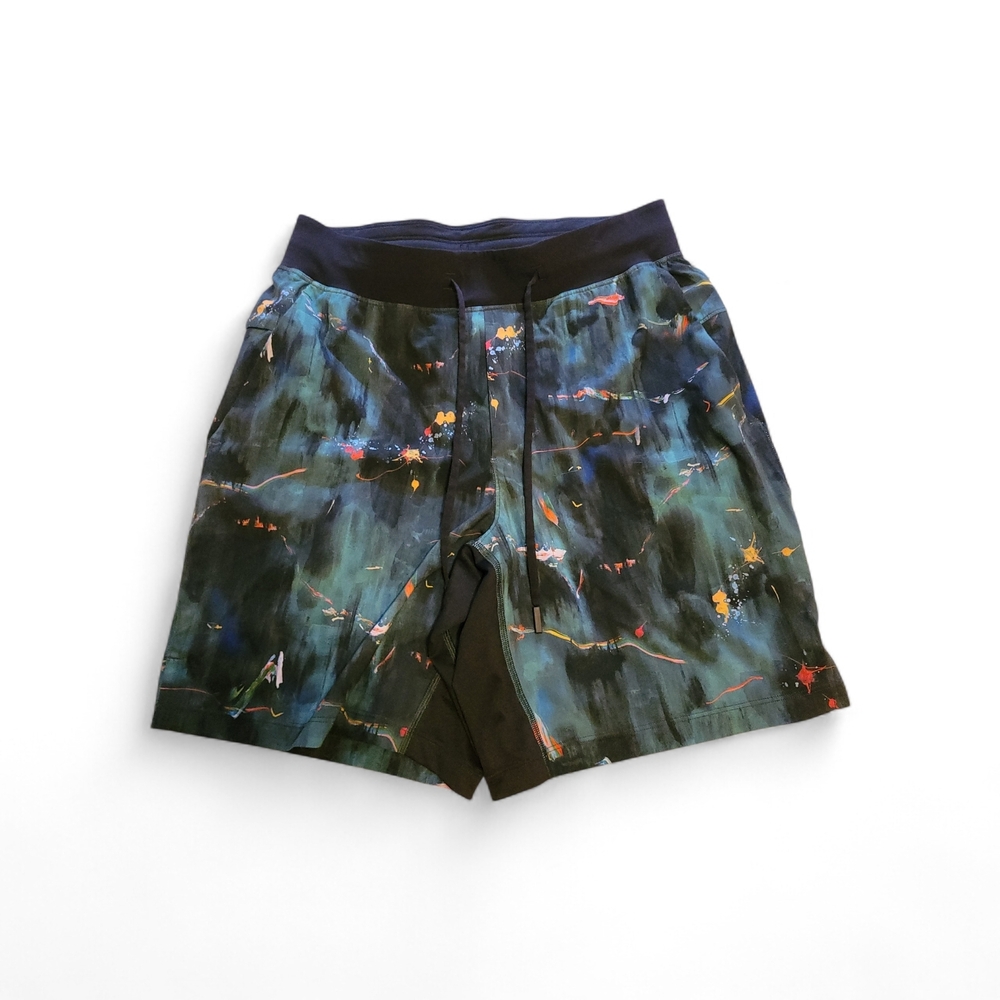 Lululemon T.H.E. Linerless Short 7" in the "Paint Spark Multi" color